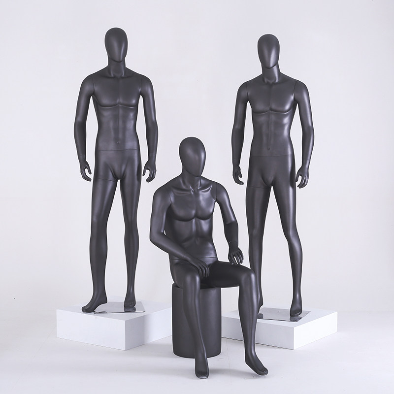 Huajun clothing store male model props full body black round head dummy window display Korean version of men's model stand