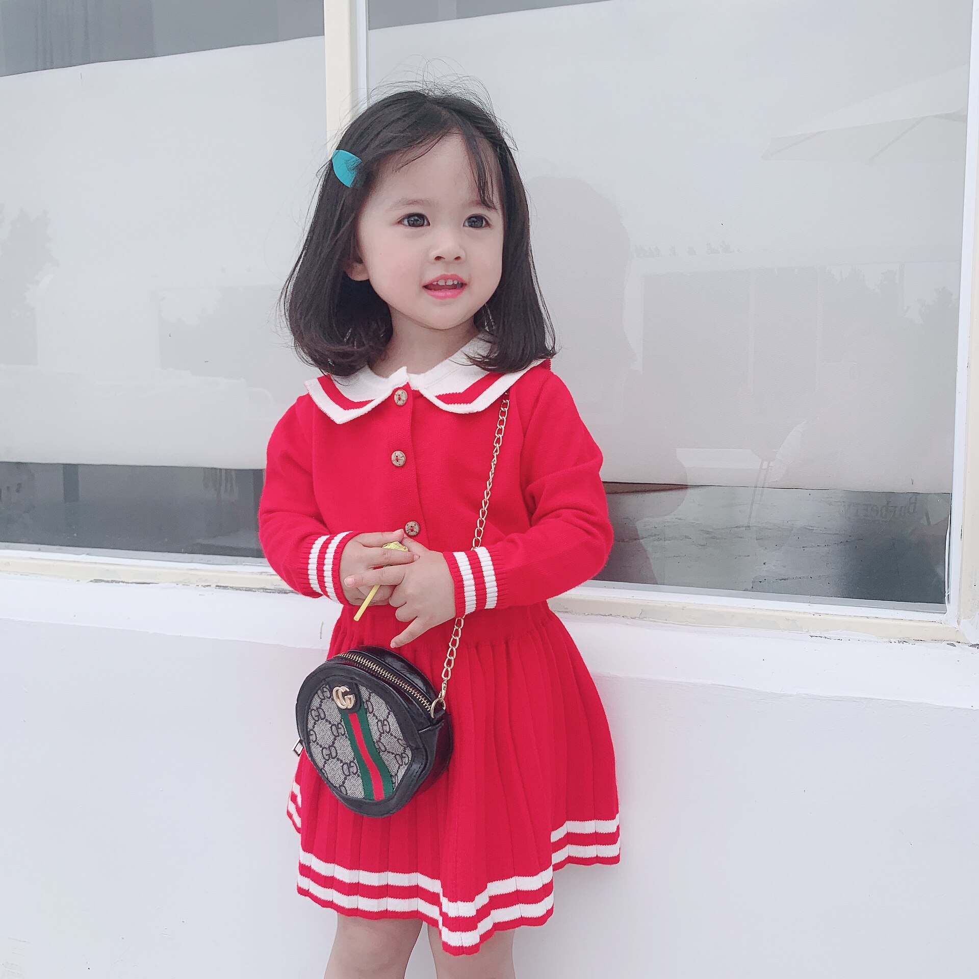Girls suit 2019 new spring and autumn Korean version baby knitted two-piece skirt western style fashionable children's cute children's clothing