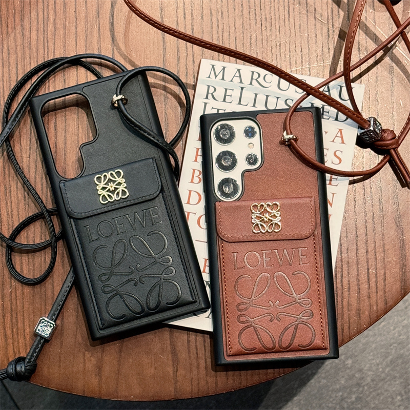 Trendy Crossbody Lanyard Strap Suitable for Samsung S24 Ultra Phone Case, S23 Ultra Protective Cover, S25 Ultra New Leather Case with Integrated Card Holder, Card Slot, Coin Purse, Crossbody for Women