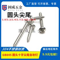 304 stainless steel GB845 self-tapping screw round head cross C-type miniature pointed tail screw 1 01 22 02 32 6