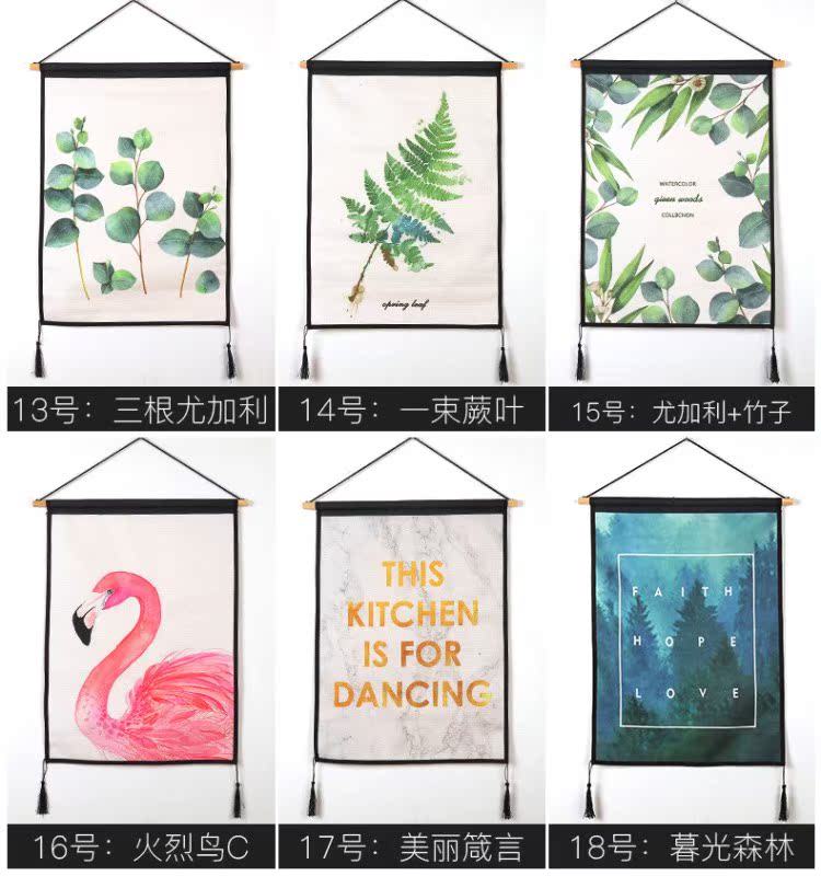 Sáng tạo phong cách Bắc Âu xanh flamingo vải treo tranh phòng khách hiên tường trang trí tua rua bức tranh tường tấm thảm - Tapestry thảm decor vintage