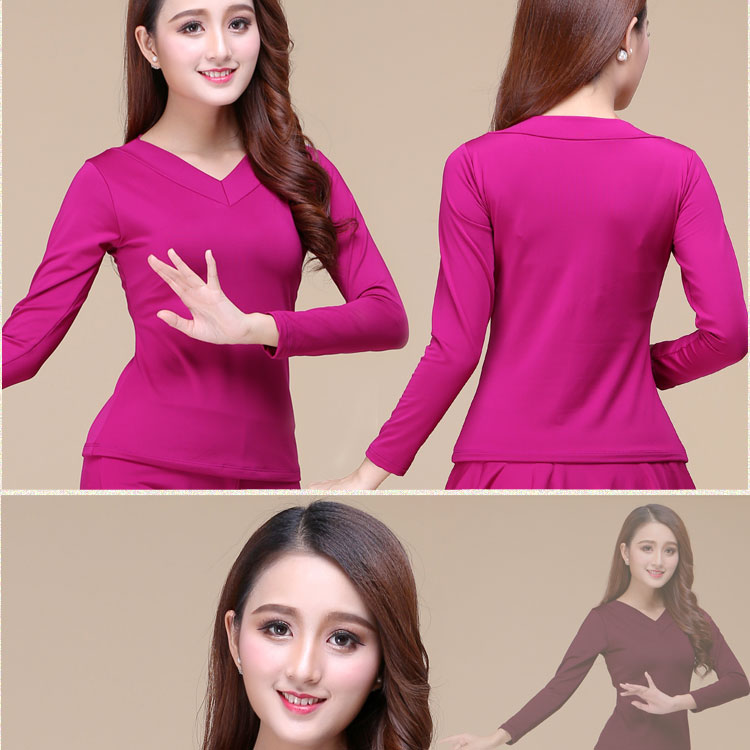 Trang phục khiêu vũ vuông mùa xuân và mùa thu dài tay áo cộng với áo lụa nhung lụa thực hành quần áo trang phục khiêu vũ trang phục khiêu vũ quần áo - Khiêu vũ / Thể dục nhịp điệu / Thể dục dụng cụ giày tập múa cho bé