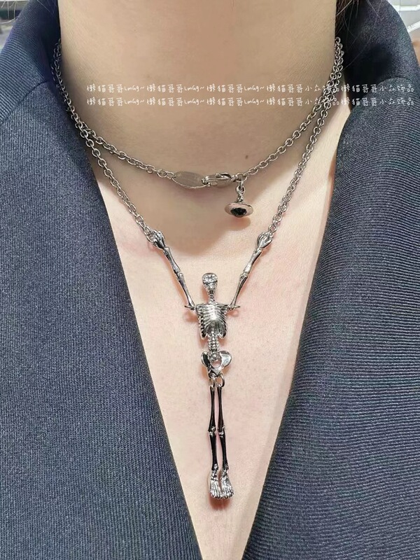 Lazy Cat Brother | Is It a Human or a Mermaid? Walking Skeleton Series Niche Style Necklace Bracelet Earrings