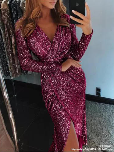 Вечеринка платья женщинам verg v-next sequin sexy длинные платья юбка