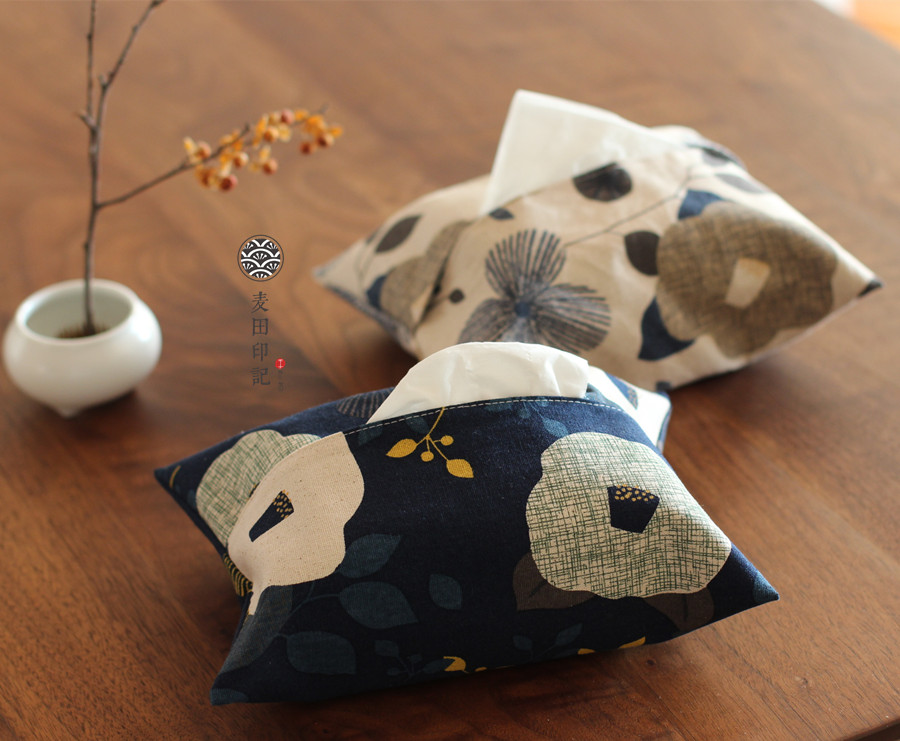 Wheat field mark Nordic style Japanese zakka imported cotton tissue set paper towel bag fabric paper towel bag