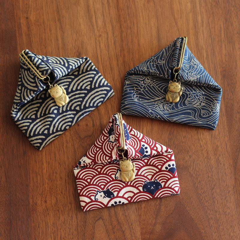 Rye Mark Japanese rice ball mouth Gold Coin Coin wallet handmade custom and style CAT mini coin bag