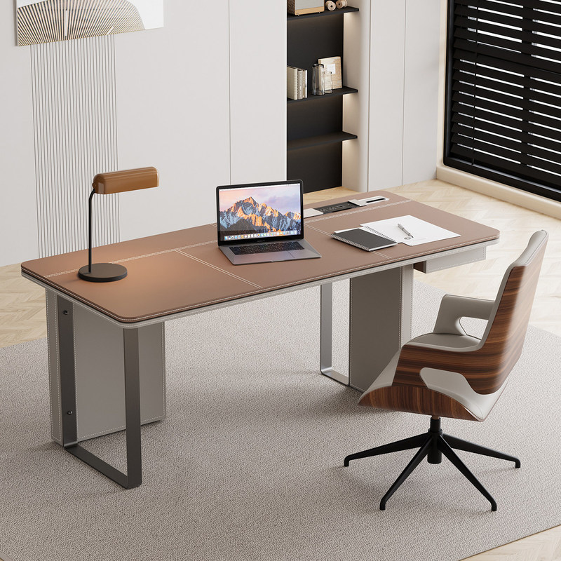 High-End Saddle Leather Desk, Italian-Style High-End Corner Desk, Simple and Modern Bedroom Study Home Computer Desk High-End Saddle Leather Desk, Italian-Style High-End Corner Desk, Simple and Modern Bedroom Study Home Computer Desk