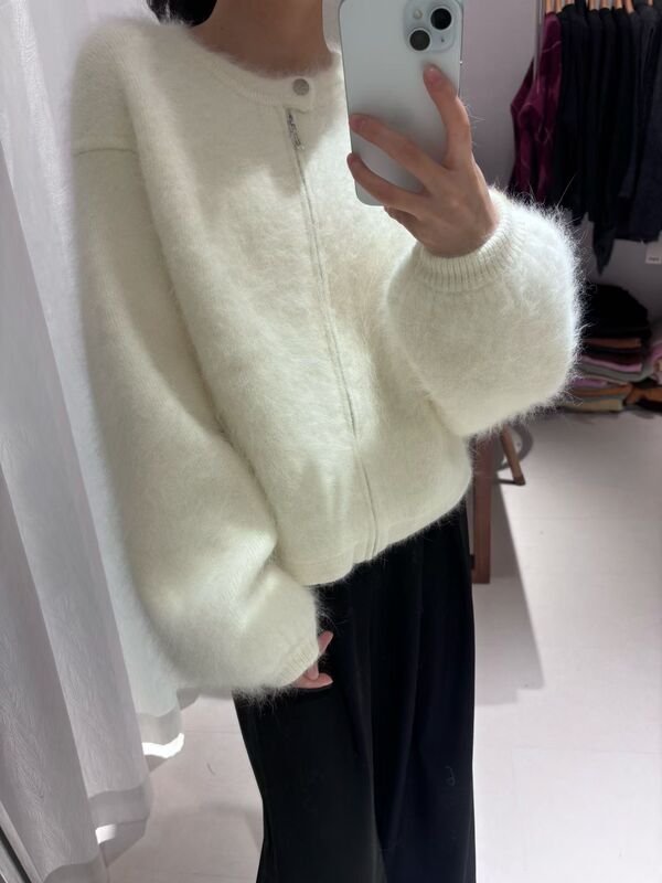 Rabbit Fur ~ Authentic Korean-Style Simple and Versatile Slimming Sweater Coat Rabbit Fur ~ Authentic Korean-Style Simple and Versatile Slimming Sweater Coat