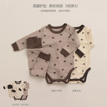 Spring baby wrapping clothes one-piece autumn and winter pure cotton newborn long-sleeved trousers thermal underwear suit bottoming romper