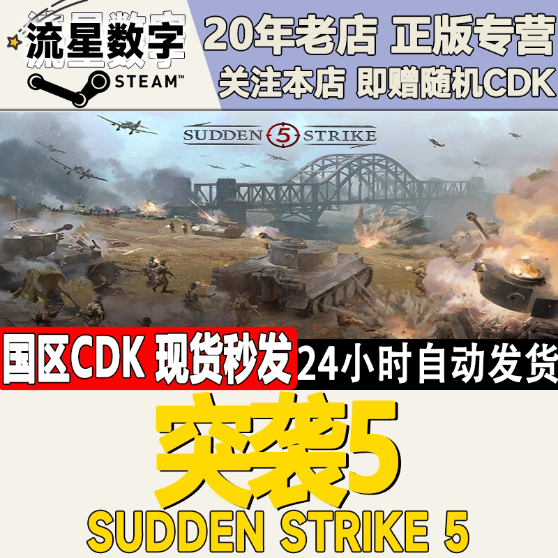 รหัสเปิดใช้งานเกม Sudden Strike 5 แบบแท้สำหรับภูมิภาคจีน มีสินค้าพร้อมจำหน่าย