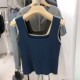 Camisole for Women, Summer Ice Silk Sleeveless Knitted Short French Top, Racer Vest, Trbottomy Outer Wear