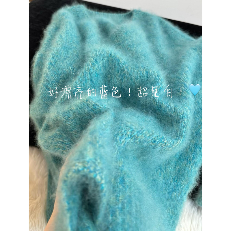 2 Types of Collar Styles, Cashmere Brushed, 3-Strand Thickened Autumn and Winter Sweater Knit Top, Loose and Lazy Style, Slimming Floral Yarn