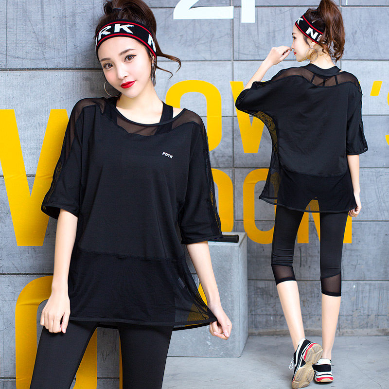 Gym sports suit women's summer large size loose thin quick drying clothes 2020 new summer thin yoga clothes