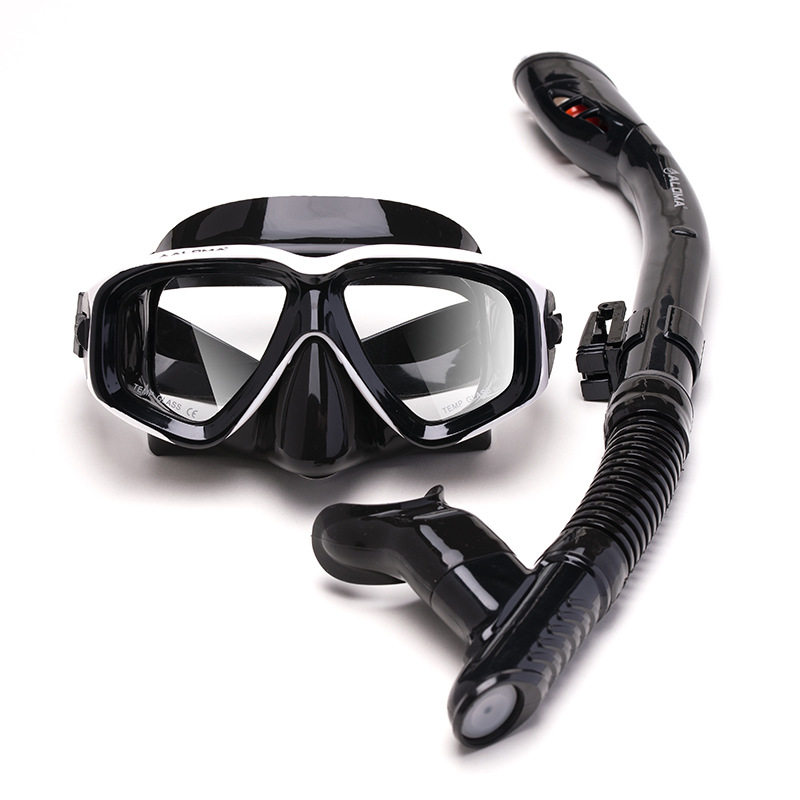 Can be equipped with myopia anti-fog tempered glass adult free diving snorkeling Erbao mask snorkel two-piece set