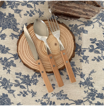 OK holiday * Korean wind ins vintage solid wood handle knife and fork spoon set cake knife and fork afternoon tea tableware