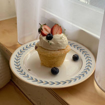 Han Feng in the same retro olive leaf leaf grain porcelain dessert plate fruit dish dish Western dish