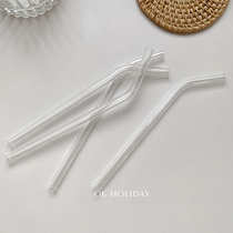 ok honey* transparent glass straw in wind bend juice milk straw mixing stick simple high temperature resistance