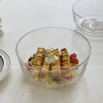 ins windy days Nordic glass salad bowl minimalist fruit mackle bowl breakfast bowl large capacity soup bowl glass bowl