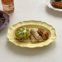 ins minimalist Nordic wind matte auricula lace oval round plate retro small crowdlooking cutlery Korean dish pan