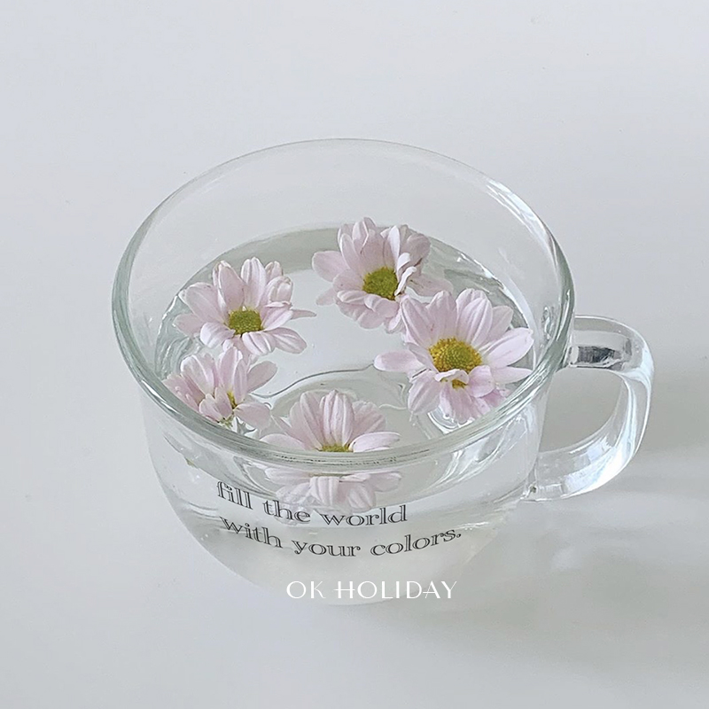 ins Let the world fill your color English letters Large capacity milk breakfast cup Simple glass water cup