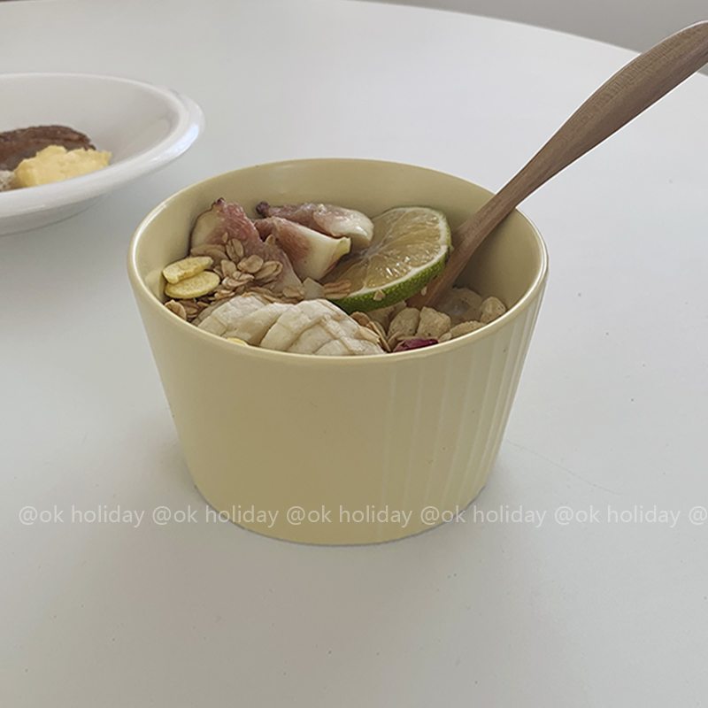 ok holiday * day style windy goose yellow ceramic frosted glazed face breakfast bowl macko bowl yogurt bowl brief