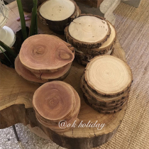 OK holiday * Korean wind ins solid wood coaster log wind meal mat homestay decoration set props