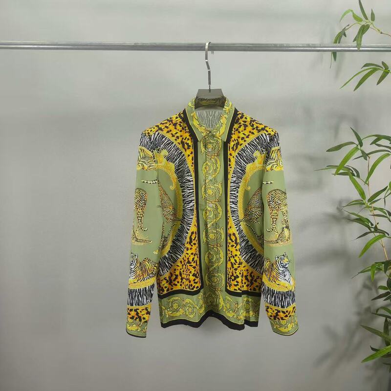 Spring and Autumn All-Season Men's Youth Large Size Fashion Casual Digital Print Trendy Long-Sleeved Floral Shirt Men's Loose Fit