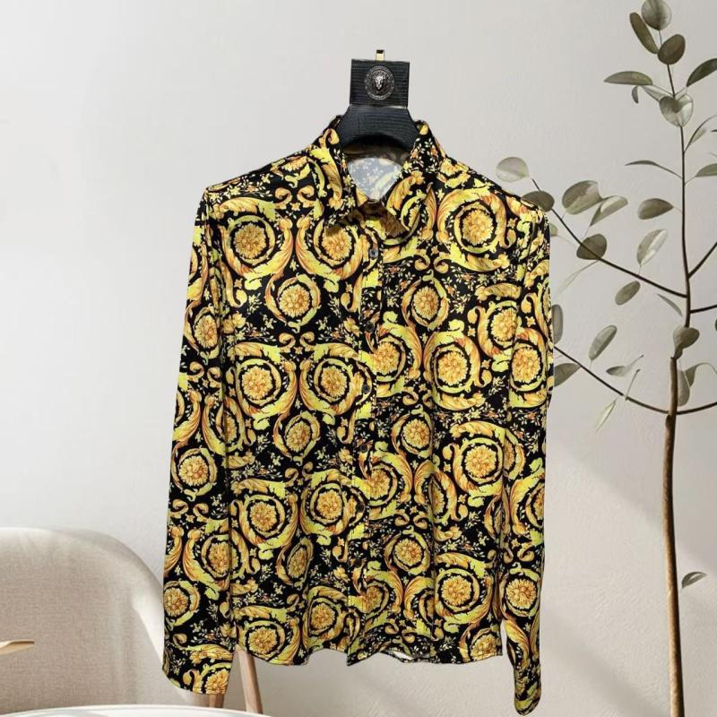 Spring and Autumn New Men's Large Size Fashion Casual Slim-Fit Printed Trendy Long-Sleeve Floral Shirt for Men, Loose Fit