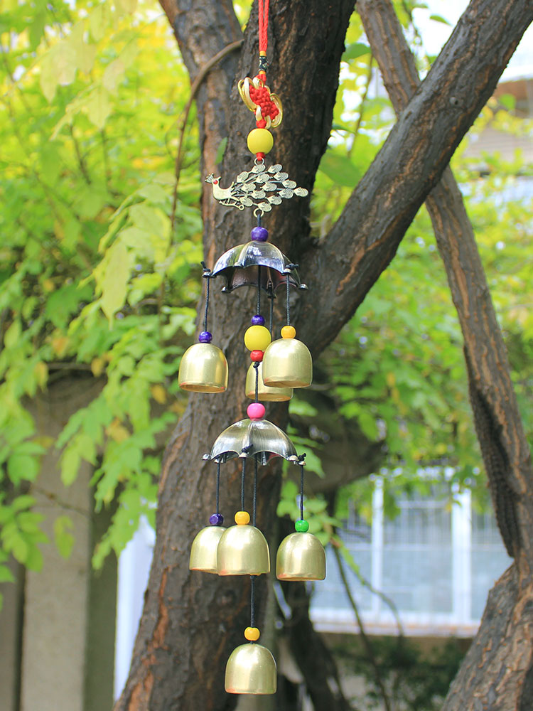 Yunnan handmade modern double-layer wind chimes Chinese bell pendant living room doors and windows shop decoration door opening reminder bell