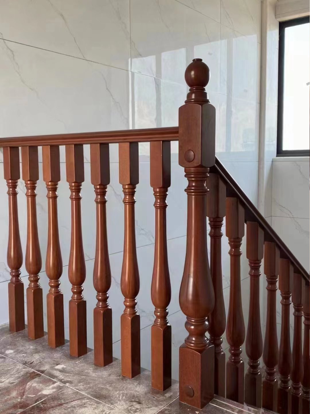 Staircase solid wood staircase railing customized column hardware accessories armrail solid wooden chair large pillar stepping board
