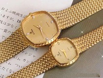 Cyma Swiss 18k gold knitting chain electronic quartz couple watch (one pair)