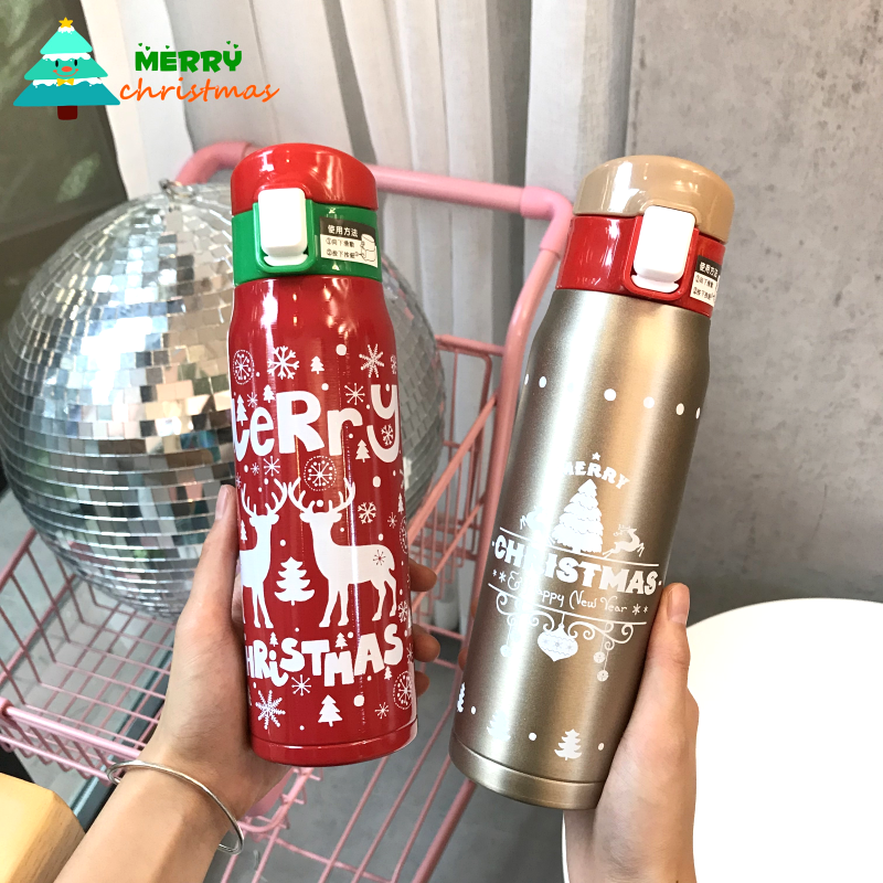 Christmas tree elk insulation cup creative pocket jump cover stainless steel cup cart carrying male and female students Christmas present