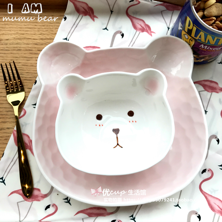 Cute Little Bear Ceramic Cutlery Creative Baby Children Adult Rice Bowls Fruit Snacks Bowl Cartoon Breakfast Dishes