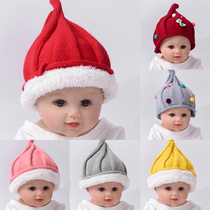 Autumn and winter baby wool hat Knitted childrens pullover Tweeted hat Baby parent-child pointy wizard hat out hat tide