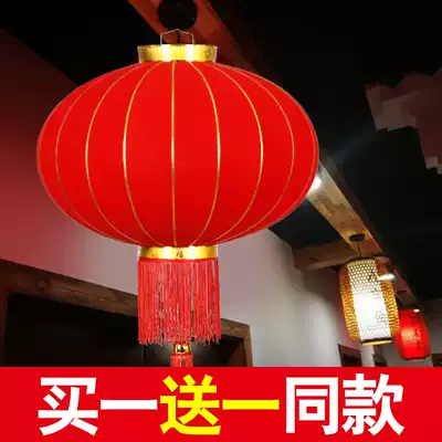 New Year's Day, New Year's Day, Spring Festival, decoration and decoration with big red lanterns at the gate, outdoor shopping mall balcony, flannel lanterns, palace lights