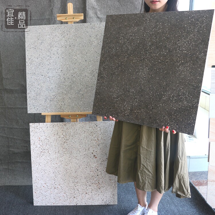 Antique terrazzo tiles 600x600 living room dining room floor tiles Non-slip 800x800 dining room gray floor tiles