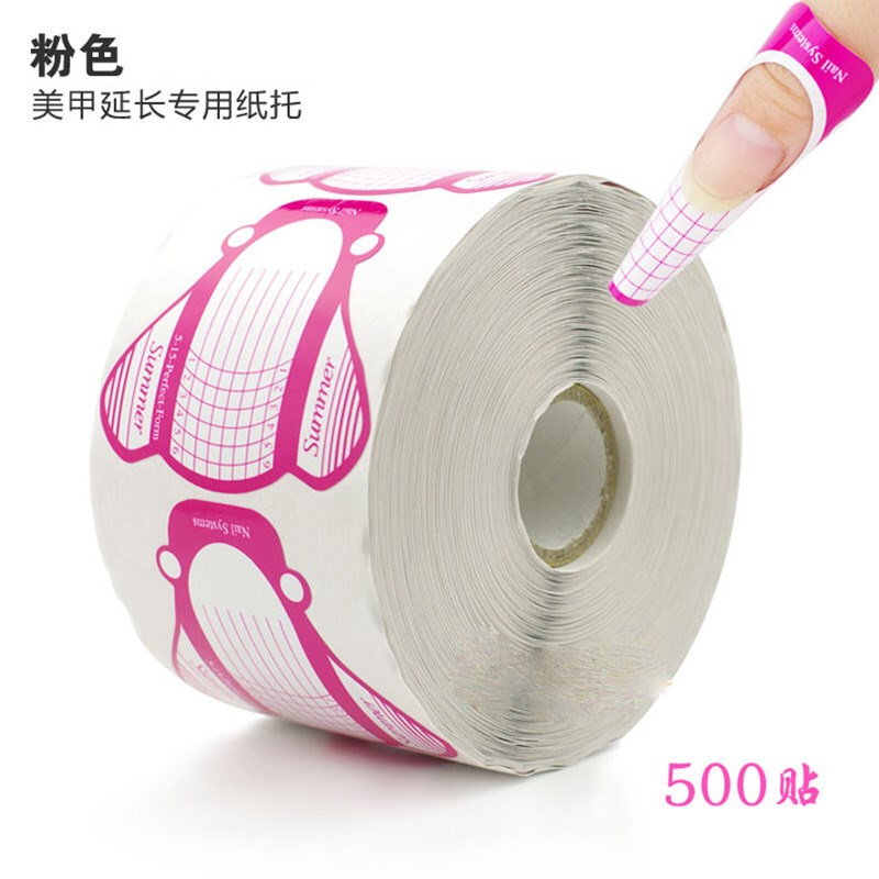 Nail Art Pink Horseshoe-Shaped Paper Tray Widened Airplane Finger Tray Phototherapy Nail Crystal Nail Extension Paper Tray 500 Pieces Per Roll
