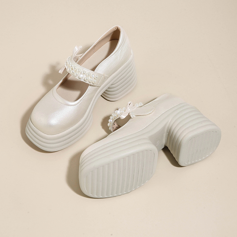 Chengqi Thick-Soled Wedding Shoes, High-Heeled Mary Jane Leather Shoes, Platform Shoes, Chunky Heel Bridal Shoes, Women's Single Shoes Chengqi Thick-Soled Wedding Shoes, High-Heeled Mary Jane Leather Shoes, Platform Shoes, Chunky Heel Bridal Shoes, Women's Single Shoes
