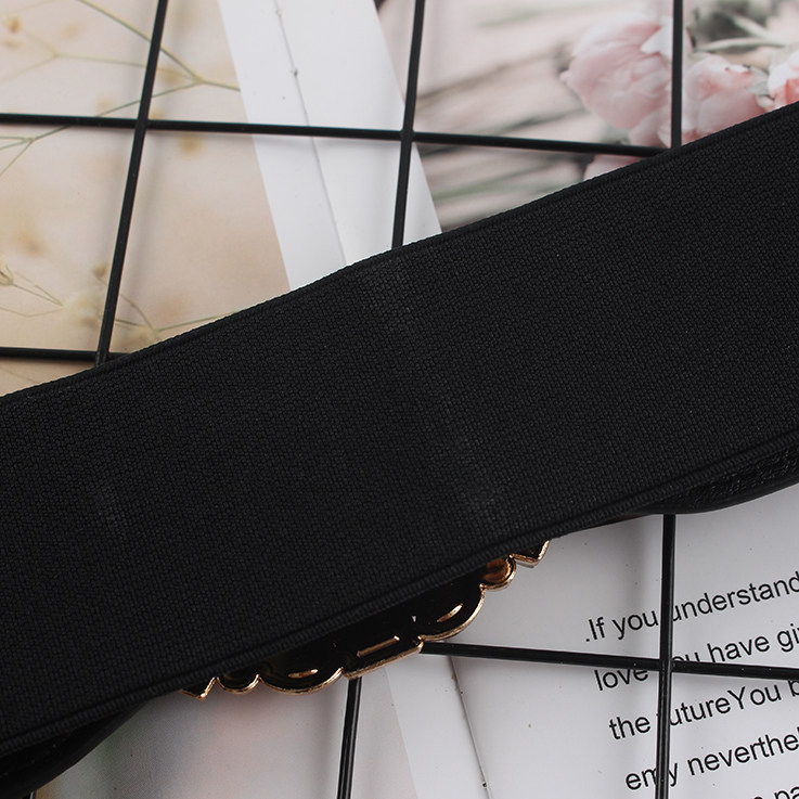 PU Leather High Elastic Wide Belt for Women Stretch Waist Belt for Dress Autumn Stretch Women Belts White Red Pearl Buckle Belt