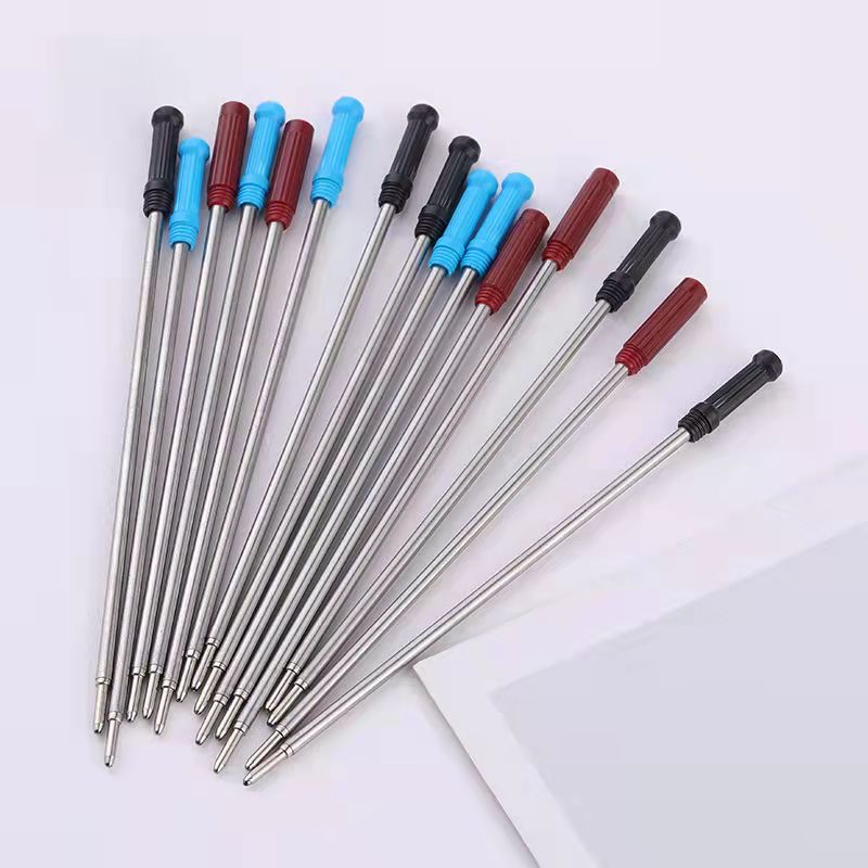 10 sticks 11 6cm swivel Koshi stainless steel metal oily ballpoint pen refill 0 7mm black blue smooth