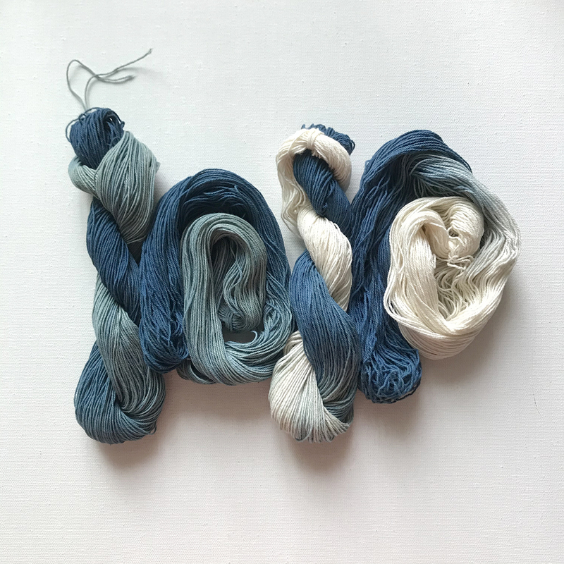 Dust-Free Plant Dyeing, Blue Dyeing 0.8/0.6mm, Hand-Dyed Cotton Thread for Sashiko Embroidery/Embroidery Thread