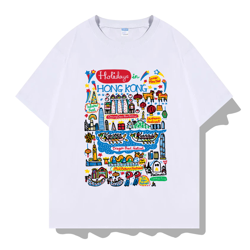 Hong Kong Travel T-Shirt Short-Sleeve T-Shirt Clothing Half-Sleeve Cultural Shirt Trendy