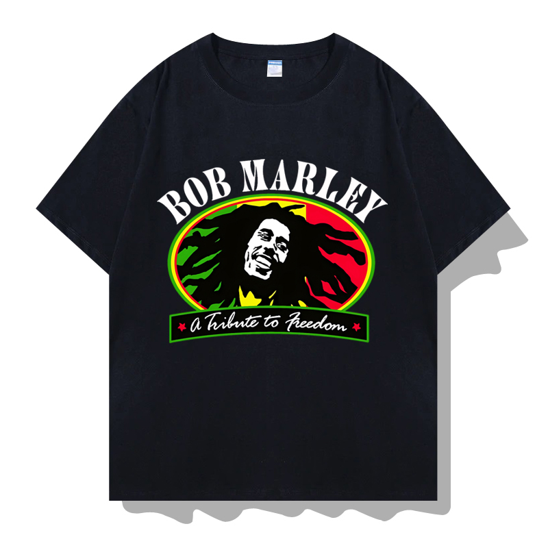 Bob Marley Pure Cotton Summer Loose Large Size Casual Versatile Short-Sleeved T-Shirt Cultural Shirt