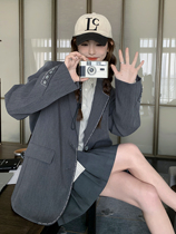 Joe Find Superior Sense Grey Suit Jacket Woman 2024 Chunqiu Loose Temperament Arch 100 Lap Casual Little West Suit Tide