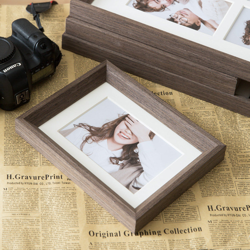Wash photo frame combination photo 10 6 inch wedding photo photo wood frame wood frame hanging wall three connection