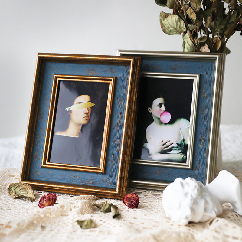 American retro frame 6 inches 7 inches 10 inches A3A4 framed picture frame hanging wall photo frame table plus washing photo frame horizontal and vertical