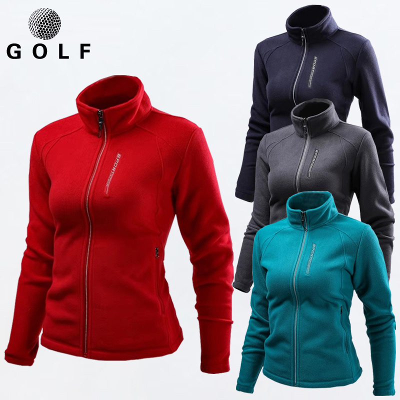 Autumn and winter golf clothing women's clothing fleece jacket polar fleece thick windbreaker warm fleece top men