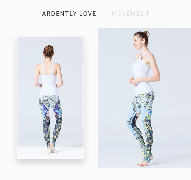 In Yoga Quần của Phụ Nữ Skinny Cao Eo In Bước Chân Chất Lượng Cao Yoga Mặc Peacock In Nhanh Khô Quần Thể Dục thảm yoga tốt