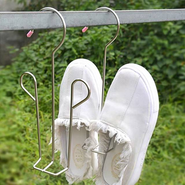 Stainless steel shoe rack balcony drying shoe hook drying rack window sill windproof shoe hanger drying shoe rack hanging shoe rack