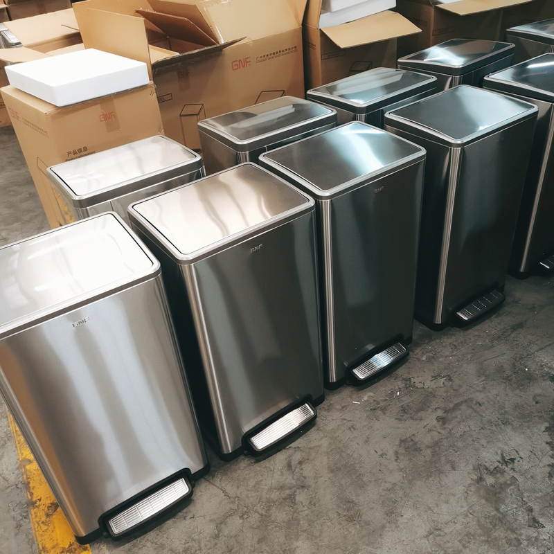 Stainless Steel 50L Long Barrel Trash Can with Lid, Foot Pedal, Large Capacity, Square Shape, Hotel Lobby, Foot-Operated, Silent, Commercial Use